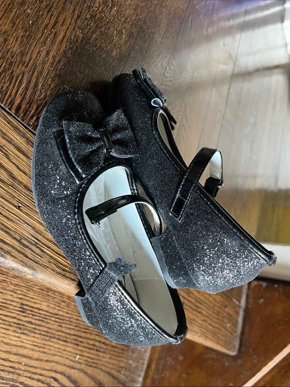Girls' Glitter Mary Jane Heels with Bow